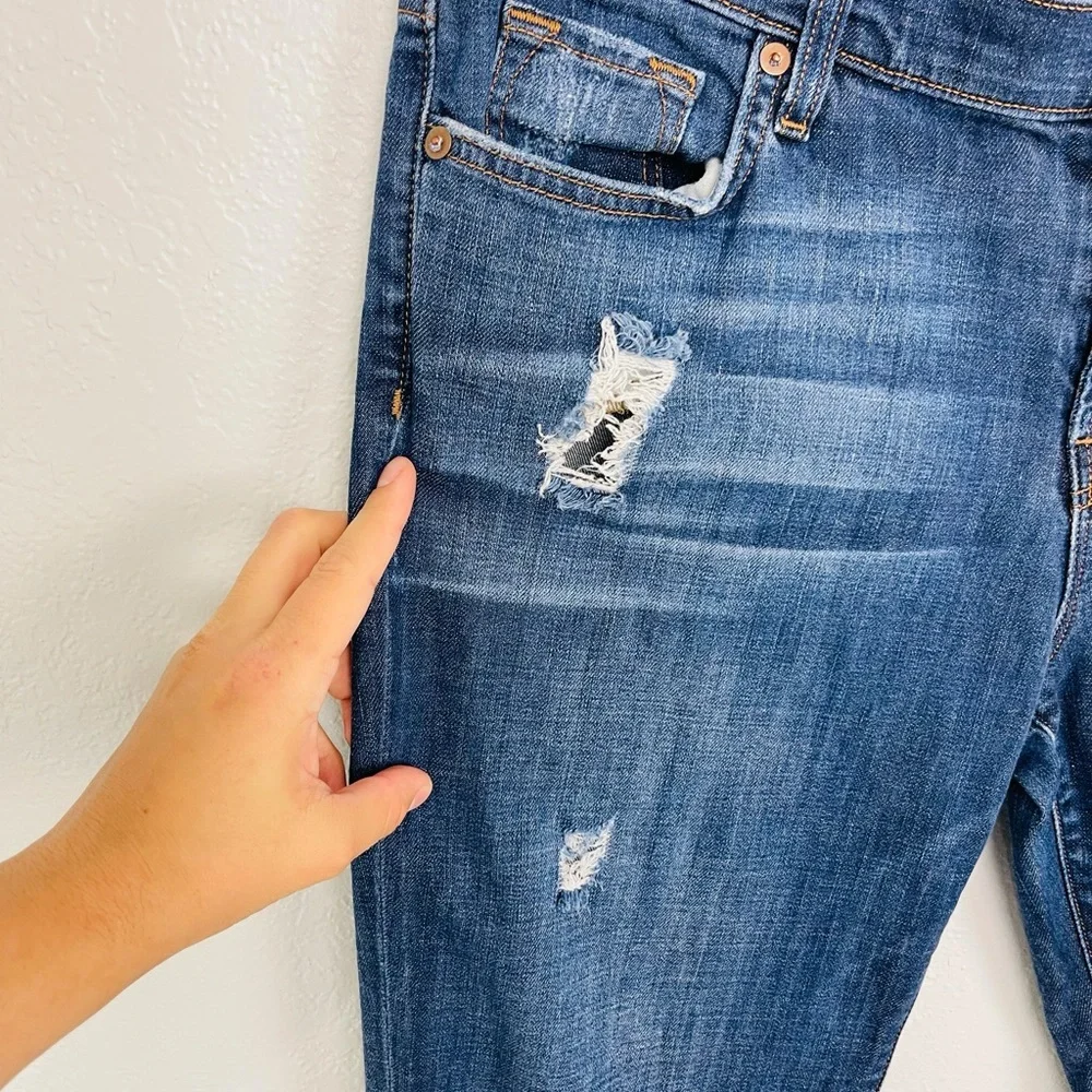 J BRAND BLUE DISTRESSED SKINNY BOYFRIEND JEANS AIDEN FLINTLOCK - Picture 7 of 9